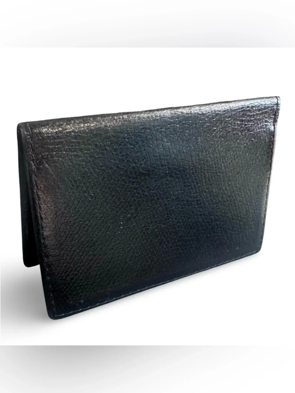 TIFFANY & CO. Black Leather Bifold Slim Card Pocket Wallet Excellent! Unisex